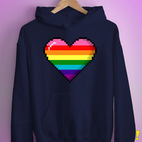 Gilbert Baker Original LGBTQ Gay Rainbow Pride 8-Bit Pixel Heart - Navy